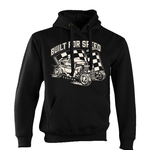 Hotrod 58 Hoody Hoodie Hot Rod Built For Speed Flags Classic Car Vintage Retro Rockabilly